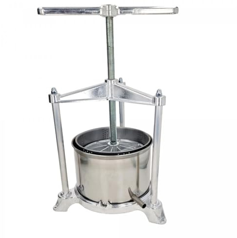 ich-zapfe.de Pressoir a Pomme, Pressoir a Fruit, Pressoir a vin - Maxi, avec Double Panier en Acier Inoxydable, 5L