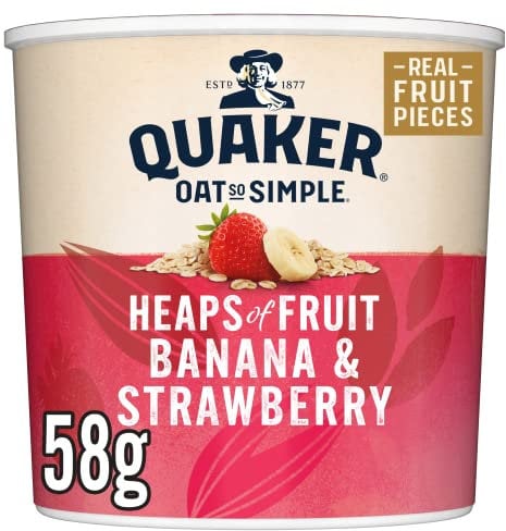 Quaker Oat So Simple Heaps of Fruit Banana and Strawberry Flavour Porridge Pot 58 g (Pack of 8)