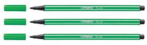 Stabilo Set of 3 Drawing Pens Pen 68 Paste Medium 1 mm – Emerald Green