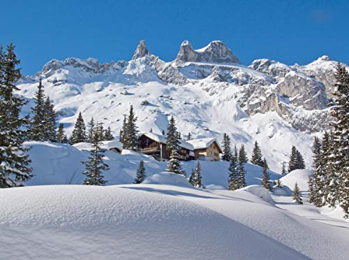 wandmotiv24 Fototapete Verschneite Alpen Größe: 350 x 260 cm Wandbild, Motivtapete, Vliestapete KTk454