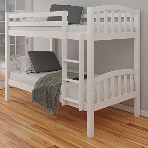 Happy Beds American Solid White Wooden Bunk Bed Frame Bedroom Home Sleep