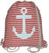 Turnbeutel Rucksack Beuteltasche mit Kordel Anker Muster Sportbeutel Gymsack Tasche (Streifen rot-weiß)