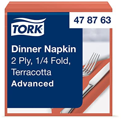 Tork 478763 Dinnerservietten Terracotta / 2-lagige Papierservietten/Passend für jede Gelegenheit/Advanced Qualität / 12 x 150 (1800) Servietten / 39 x 39 cm (B x L) / 1/4-Falz
