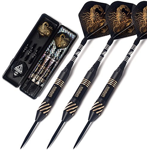 CUESOUL Black Scorpion 24 Grams Steel Tip Darts Unique Styles Brass Barrels Durable Shafts Flights Case Portable Darts Set(HX-SL-F3204)