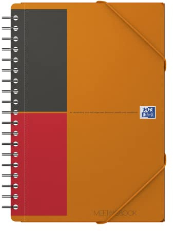 Oxford Meetingbook International B5, liniert, 160 Seiten, mit Gummizugmappe und 3 Einschlagklappen
