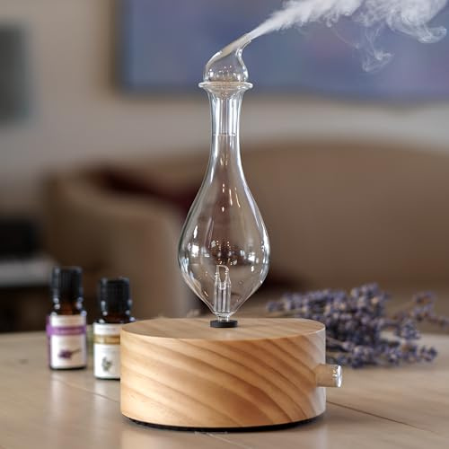 ArOmis Premium Glas Ätherische Öle Vernebler - Wasserloser Diffusor für Aromatherapie - Handgefertigter Öl-Diffusor, Holzsockel, Kein Kunststoff, Keine Hitze, Keine Batterie, Keine LEDs - Solum Lux