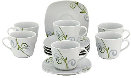 Van Well 6er Set Espressotasse 11cl mit Espressountertasse 12,3cm Mirage