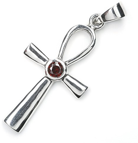 Drachensilber Anhänger Ankh Schmuck roter Zirkonia Stein 925 Silber ägyptischer Schmuck ewiges Leben Länge mit Öse: 4cm