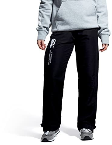 Canterbury Women's Open Hem Stadium Pants | Tracksuit/Lounge Pants | Jogging Bottoms | Durable | Full-Leg Size Zip Track Pants, Black, 6