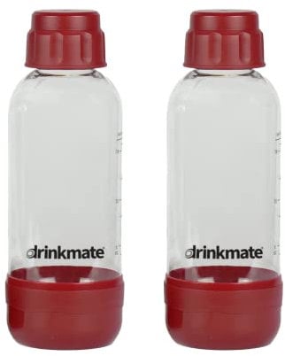 DrinkMate Soda Maker Carbonation Bottles (2 Pack) (0.5L, Red)