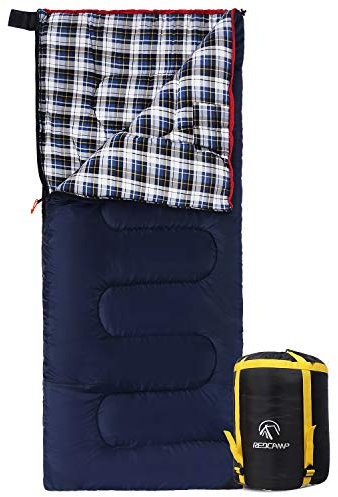 REDCAMP Outdoor Baumwoll-Flanell-Schlafsack für Camping, Wandern, Klettern, Rucksackreisen, 3-Jahreszeiten-Ausflug, warm, S-Umschlag, Schlafsäcke, 190 x 84 cm, Marineblau mit 0,9 kg Füllung
