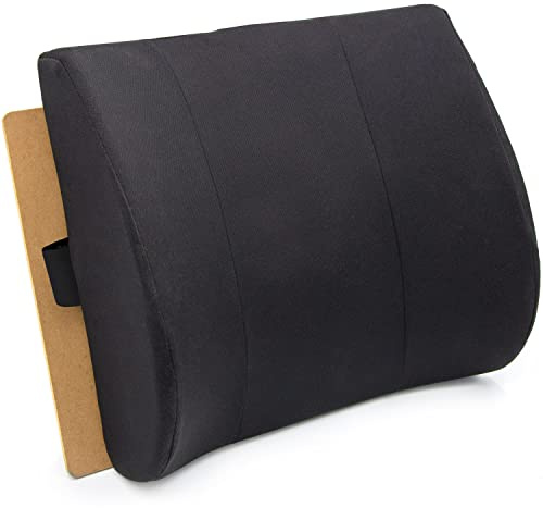 DMI Lumbar Support Pillow for Chair to Assist with Back Support with Removable Washable Cover and Firm Insert to Ease Lower Back Pain while Improving Posture,14 x 13 x 5,Contoured Foam,Elite,Black
