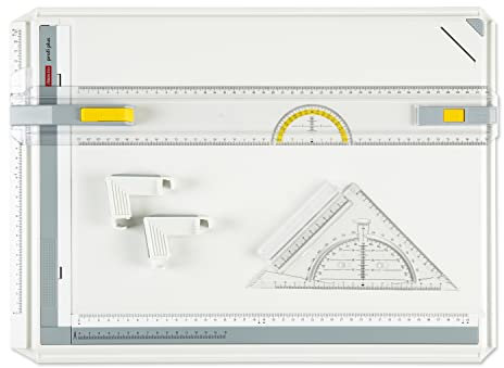 Aristo AR7035 Profi Plus Zeichenplatte (Format A3, schlagfester Kunststoff, inkl. Schnellzeichendreieck AR7090 und Studio Case) weiß