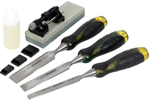 Roughneck ROU30150 Professional Bevel Edge Chisel Set and Sharpening Kit
