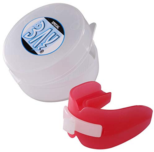 BAY® CE DOPPEL ROT Sport-Zahnschutz mit Hygiene BOX Dose, CE GEPRÜFT, Mundschutz, Junioren, Senioren, mit DEUTSCHER ANLEITUNG, Double Oben und Unten Ober- und Unterkiefer