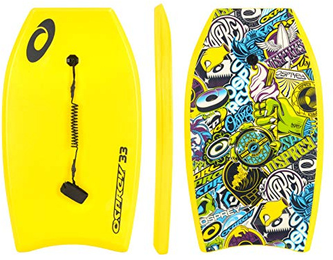 Osprey Bodyboard for Teens and Adults, Lightweight Deck Boogie Board with Leash, Durable Core for Surfing & Bodysurfing