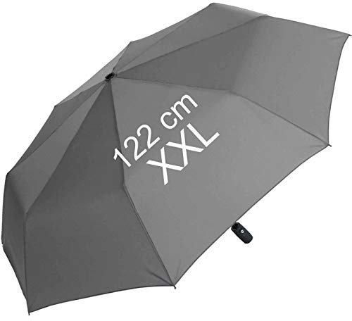 XXL Taschenschirm für Damen und Herren - Full Class- 122cm großes Dach mit Auf-Zu-Automatik - buisness-Grey