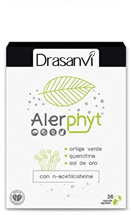 Drasanvi ALERPHYT con Sol de Oro y Ortiga Verde, contiene Quercitina extraída de la manzana + cebolla roja, Bromelaina, N-acetilcisteina y Vitamina C, síntomas de alergia, 36 cápsulas vegetales