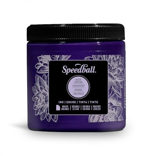 Speedball 8oz Water-Soluble Block Ink Violet, For Block Printing, Lino Printing, Screen Printing, For Artists Kit