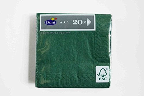 Duni Cocktail-Servietten 3lagig Tissue Uni dunkelgrün, 24 x 24 cm, 20 Stück