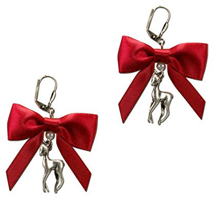 Alpenflüstern Trachten-Ohrhänger Bambi-Rehkitz Schleiferl - Damen-Trachtenschmuck mit Satin-Schleife, Trachten-Ohrringe rot DOR015