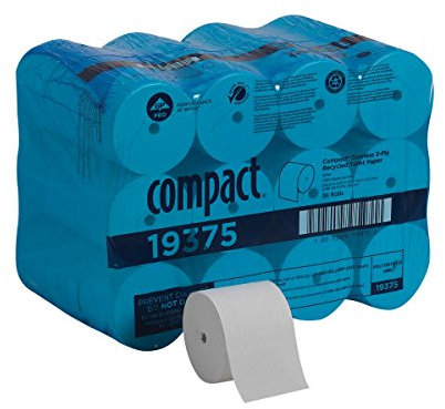 Compact Coreless 2-Ply Recycled Toilet Paper by GP PRO (Georgia-Pacific), 19375, 1000 Sheets Per Roll, 36 Rolls Per Case