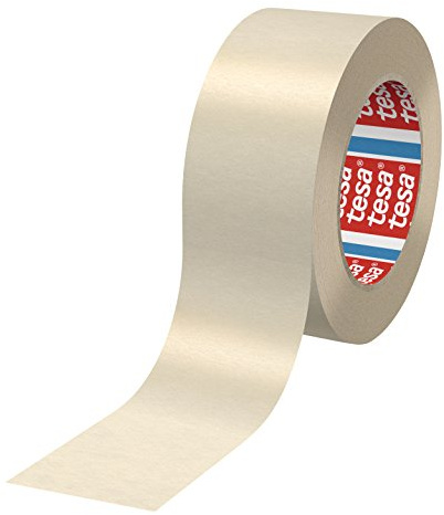 tesa® 4317 - 12 Rollen (Gewerbliches Gebinde), Flachgekrepptes Papierabdeckband für Lackierarbeiten mit anschließender Trocknung bis 80°C, 50m x 25mm