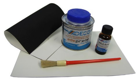 YACHTICON Schlauchboot Reparaturset weiß Profi Neopren für Gummiboot 2-Komponenten Reparatur Set für Neopren hypalon Synotex mit: Flicken Kleber Härter Rauhpapier Pinsel Schutz Handschuh - White