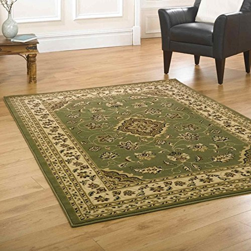 Small Classic Oriental Persian Style Floral Traditional Rug/Mat, Green - 80 x 150cm