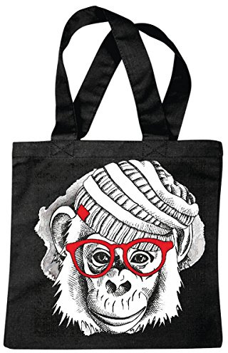 Tasche Umhängetasche SCHIMPANSE MIT MÜTZE UND BRILLE GORILLA AFFE MENSCHENAFFE MONKEY SCHIMPANSE AFFE GORILLA SILBERRÜCKEN MENSCHENAFFE CHARLY AFFEN KING KONG Einkaufstasche Schulbeutel Turnbeutel