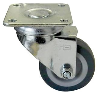 HSI Apparate Lenkrolle 75mm mit Platte aus Stahlblech - Bis 40 kg belastbar, Transportrolle zum Anbringen an Metall- und Holzkonstruktionen, Möbelrolle