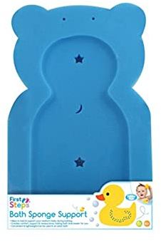 First Steps Baby Bath Time Bath Tub Support Sponge in Teddy Bear Shape for Babies from Newborn Blue