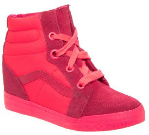 Vans U SK8-HI WEDGE BLACK/TRUE WHIT, Sneaker unisex adulto, Rosa (Neon Red), 39