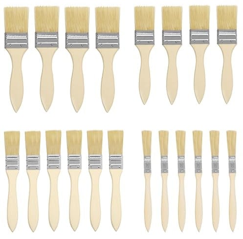 Kurtzy Holz Pinsel (20er Pack) - Pinselset für Farbe Lack Beizen - Pinsel Set Lasurpinsel Malerpinsel - Holzlasur Flachpinsel - Lackpinsel Lackierpinsel - Pinsel Breit