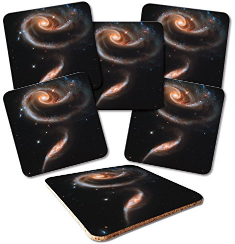ADDIES Glas-Untersetzer 6-TLG.Set Galaxien und Weltall-02 in hochwertiger Klarsicht-Geschenkbox und Korkrückseite