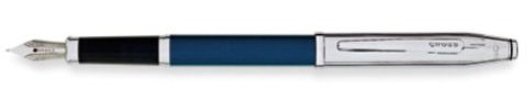 Cross Century II, Chrome and Translucent Blue Lacquer, Fountain Pen, with Stainless Nib Fine (AT0086-41FS)