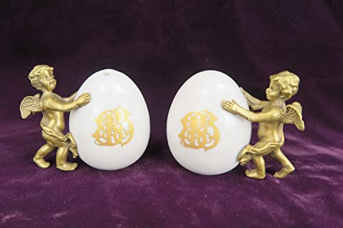 Salero y pimentero de porcelana rústica, latón (estilo joven)