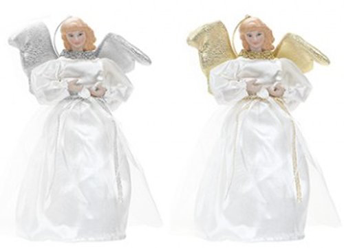 Weihnachtsbaum-Spitze Engel in Gold oder Silber mit Stoffkörper und Kunstharz-Kopf