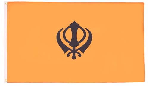 AZ FLAG Flagge Sikh-Religion 150x90 cm Sikhismus Polyester 100D 2 Ösen | Für innen und außen dekorative Flagge doppelte Nähte und verstärkte Kanten mit Metallösen 100D Polyester