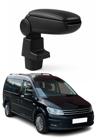 OMAC Armlehne für VW Caddy 2003-2020 - Snap-On - ABS + Kunstleder - Keine Bohrung oder Installation - Einfache Montage Black