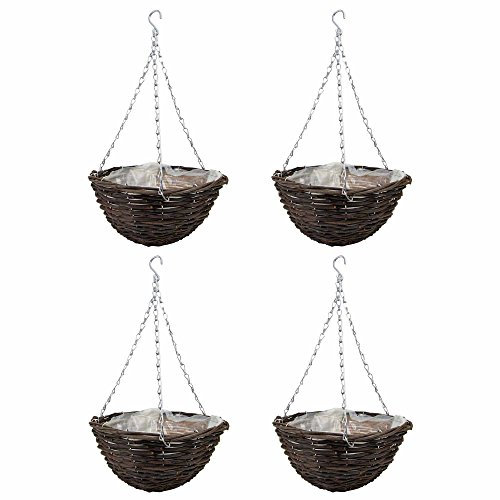 Garten Deko Weide Hängekorb Blumenampel in Braun Ø 40cm - 4 Stück
