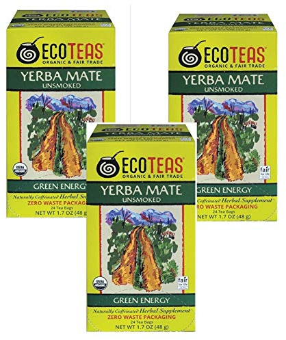 ECOTEAS Organic Yerba Mate Unsmoked Tea 24 Bags (Pack of 3)