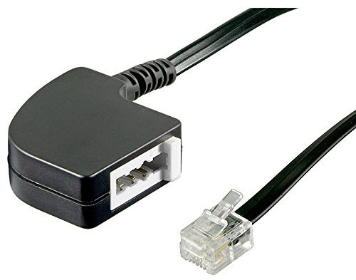 Goobay 69591 TAE Adapter, TAE-N-Buchse auf RJ11/RJ14-Stecker (6P4C), 1x im Blister, 0,2 m schwarz