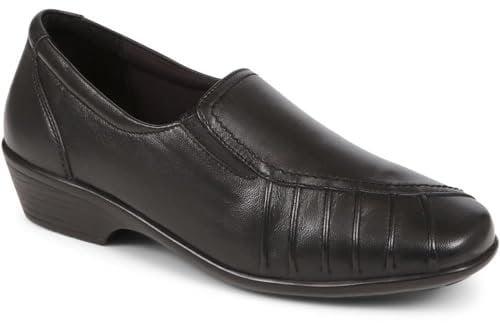 Pavers Ladies Slip-On Shoes in Black - Wider D/E Fit, Comfort & Style Focus - Handcrafted Elegance - Quality Materials - Size 6