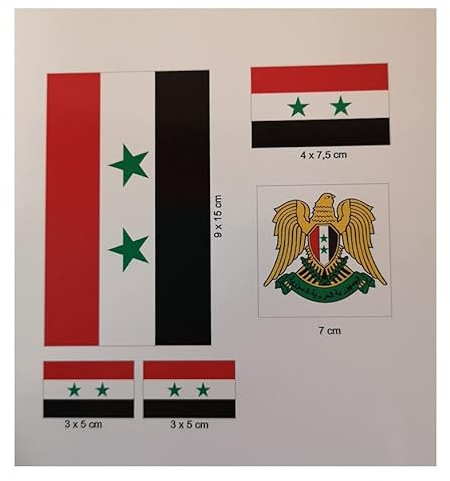 U24 Aufkleberbogen Syrien Aufkleber Set Flagge Fahne