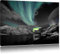 Pixxprint atemberaubende Polarlichter über schneebedeckten Bergen B&W, Größe: 120x80cm, Leinwandbild, fertig gespannt, Wandbild, Dekoration, Kunstdruck, kein Poster