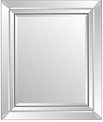 MirrorOutlet Venezianischer Wandspiegel, doppelt abgeschrägt, 68 x 58 cm, silberfarben