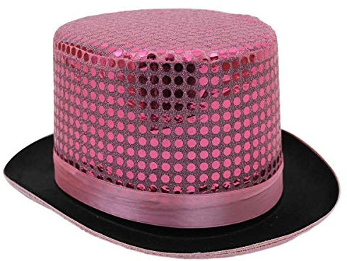 I LOVE FANCY DRESS Chapeau Haut de Forme Rose à Paillettes pour Adulte. Ideal pour Les enterrements de Vie de garçon ou de Jeune Fille. X12