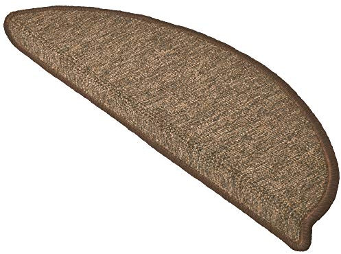 Beautissu Treppenstufen Matten 55x15 cm – 15 Stück Schmale Treppen Stufenmatten Selbstklebend Innen Treppenmatten Stufenmatte Teppich Treppenteppich Stufenteppich Halbrund Braun – ProStair