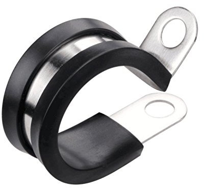 Lokman 20 Stück 2,5 cm Edelstahl-Kabelklemme, Gummi-gepolsterte isolierte Klemme, Metallklemme, Rohrhalter für Rohr-, Rohr- oder Drahtschnur-Installation